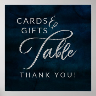 Navy Luster Blau Karten & Geschenke Hochzeitstisch Poster