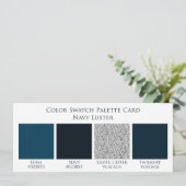 Navy Luster Blue Wedding Color Palette Card (Stehend Vorderseite)