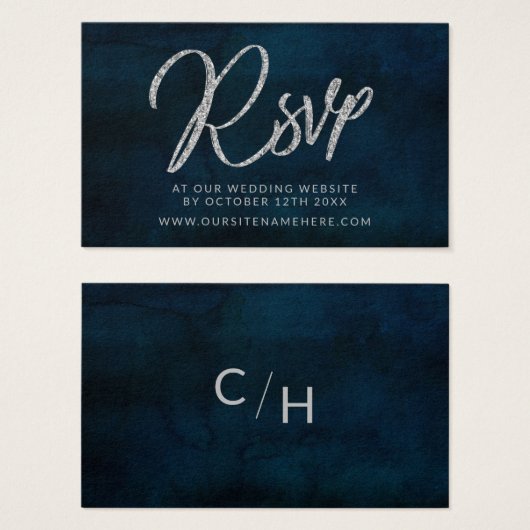 Navy Luster Blue Wedding Website UAWG Insert Cards (Vorne & Hinten)