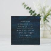 Navy Luster Dark Blue Minimal Wedding Square Einladung (Stehend Vorderseite)