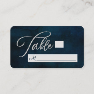 Navy Luster Dark Blue Seating Wedding Tischnummer Platzkarte
