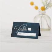 Navy Luster Dark Blue Seating Wedding Tischnummer Platzkarte (Vorderseite)