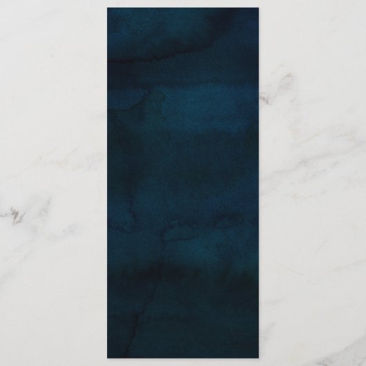 Navy Luster Dark Blue Silver Aquarelldinner Menükarte (Rückseite)