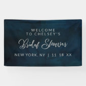 Navy Luster Dark Blue Silver Brautparty Willkommen Banner (Horizontal)