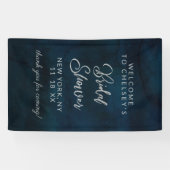 Navy Luster Dark Blue Silver Brautparty Willkommen Banner (Horizontal)
