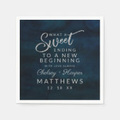 Navy Luster Dark Blue Silver Sweet Ending Serviette (Vorderseite)