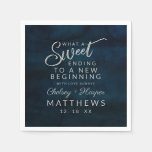 Navy Luster Dark Blue Silver Sweet Ending Serviette