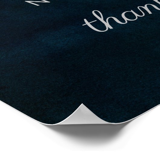 Navy Luster Dark Blue Silver Wedding Begrüßungszei Poster (Ecke)