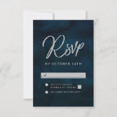Navy Luster Dark Blue Silver Wedding RSVP Antwort (Vorderseite)
