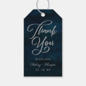 Navy Luster Dark Blue Silver Wedding Vielen Dank Geschenkanhänger (Vorderseite)