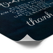 Navy Luster Dark Blue Unplugged Wedding Table Sign Poster (Ecke)