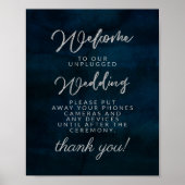 Navy Luster Dark Blue Unplugged Wedding Table Sign Poster (Vorne)