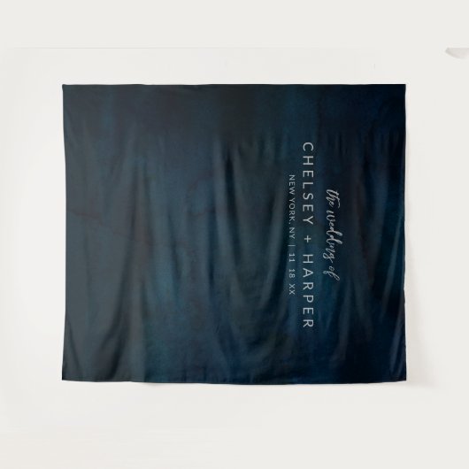 Navy Luster Dark Blue Wedding Foto Stand Hintergru Wandteppich (Vorderseite (Horizontal))