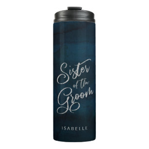 Navy-Luster-Dunkelblau-Monogramm-Schwester-des-Brä Thermosbecher