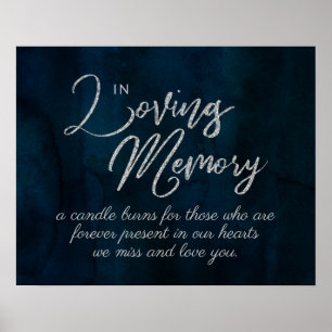 Navy-Luster Dunkelblau-Silber In-Loving-Memory-Sch Poster
