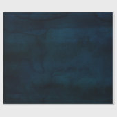 Navy Luster Dunkelblaue Wasserfarbe Textur Hochzei Geschenkpapier (Flach)