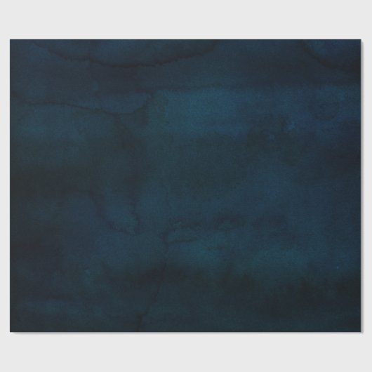 Navy Luster Dunkelblaue Wasserfarbe Textur Hochzei Geschenkpapier (Flach)