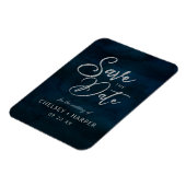 Navy Luster Silber Wasserfarbe Save the Date Magnet (Linke Seite)