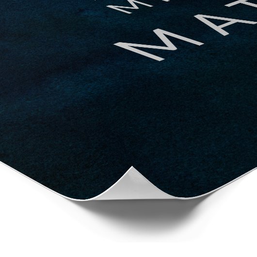 Navy Luster Silver Monogram Gästebuchunterschrift Poster (Ecke)