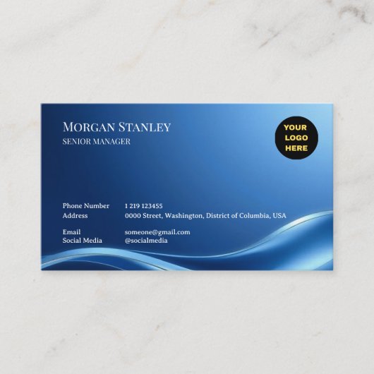 Navy Luxury Business Card Design Visitenkarte (Vorderseite)