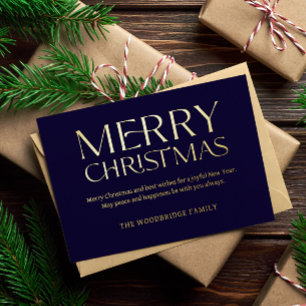 Navy Luxury Weihnachtskarte Elegantes Schriftart F Folien Feiertagskarte