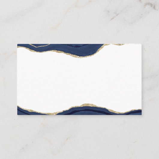 Navy Marble Agate Gold Glitzer Wedding Website QR Begleitkarte (Rückseite)