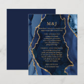 Navy Marmor & Gold Achat Hochzeitsprogramm (Vorne/Hinten)