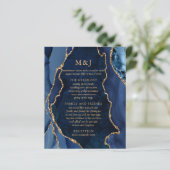 Navy Marmor & Gold Achat Hochzeitsprogramm (Stehend Vorderseite)