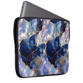 Navy Marmor Laptop Hülle Goldader Case (Vorne Rechts)