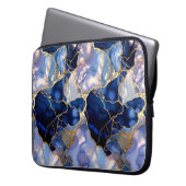 Navy Marmor Laptop Hülle Goldader Case (Vorderseite Links)
