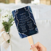 Navy-Marmor- und Silber-Achat-Hochzeitsprogramm Fächer