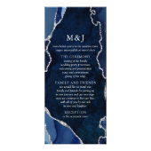 Navy-Marmor- und Silber-Achat-Hochzeitsprogramm Werbekarte (Vorne)