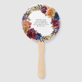 Navy Marsala Orange Floral Wedding Vielen Dank Fächer (Rückseite)