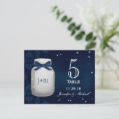 Navy Mason Jar mit Tischnummer Cards von Fireflies (Stehend Vorderseite)