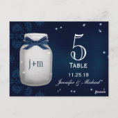 Navy Mason Jar mit Tischnummer Cards von Fireflies (Rückseite)