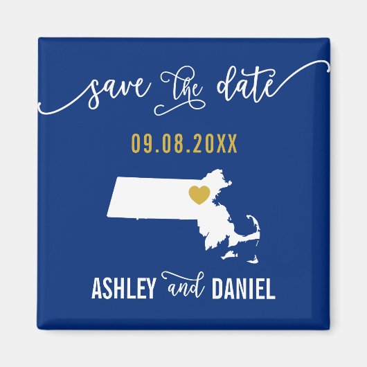Navy Massachusetts Wedding speichern Sie die Datum Magnet (Vorne)