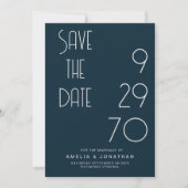 Navy Matt Einfache Minimale Hochzeit Save The Date (Vorderseite)