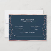 Navy Matt Rose Gold Blätter Hochzeit RSVP Card Dankeskarte (Vorderseite)