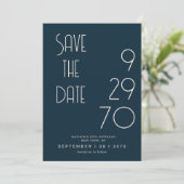 Navy Matte Simple Minimal Birthday Save The Date (Stehend Vorderseite)