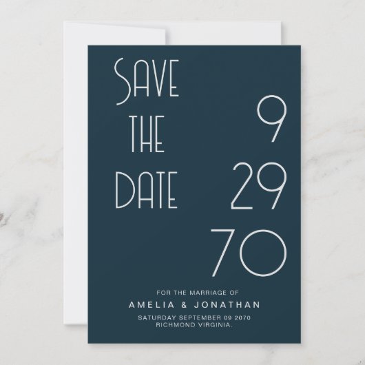 Navy Matte Simple Minimal Wedding Save The Date (Vorderseite)