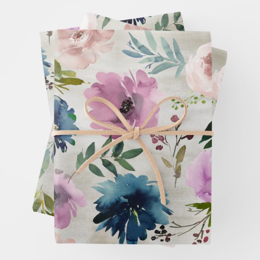 Navy & Mauve Peony Garden Geschenkpapier Set (Beispiel)