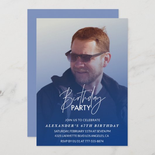 Navy Men Foto 67. Geburtstagsparty Einladung (Vorne/Hinten)
