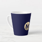 Navy Metallic Gold Monogram Milchtasse (Linke Ecke)