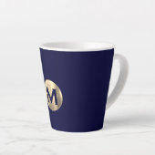 Navy Metallic Gold Monogram Milchtasse (Rechte Ecke)