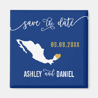 Navy Mexico Wedding Save the Date Map