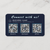 Navy Midnight Blau 3 QR Code Multi Social Visitenkarte (Vorderseite)