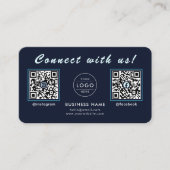 Navy-Midnightblau-Doppel-QR-Code-Multi-Social Visitenkarte (Vorderseite)
