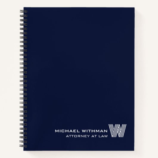 NAVY Minimal Monogram Initial CORPORATE BUSINESS Notizblock (Vorderseite)