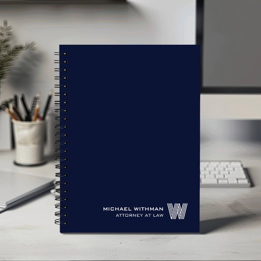 NAVY Minimal Monogram Initial CORPORATE BUSINESS Notizblock