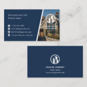 Navy Minimalist Property agent Visitenkarte (Vorne/Hinten)